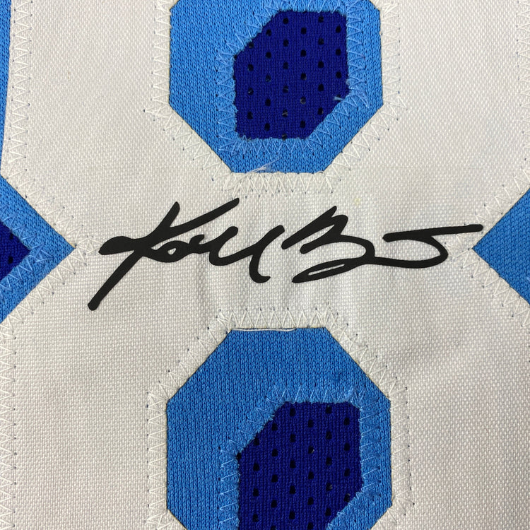 Facsimile Autographed Kobe Bryant #8 Los Angeles LA Retro Blue Reprint Laser Auto Basketball Jersey Size Men's XL