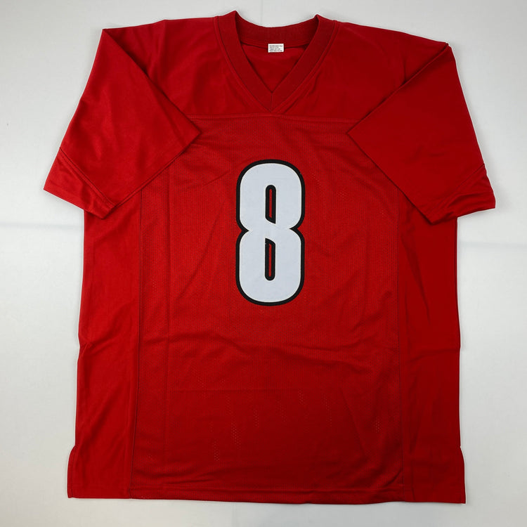 Facsimile Autographed Lamar Jackson Louisville Red Reprint Laser Auto College Football Jersey Size Men's XL