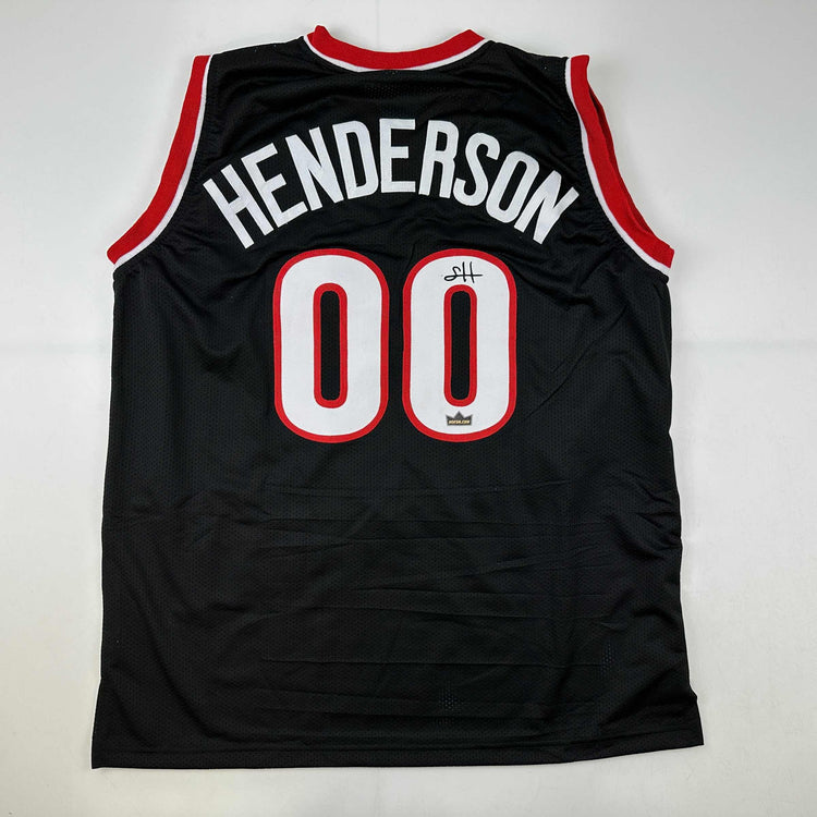 Facsimile Autographed Scoot Henderson Portland Black Reprint Laser Auto Basketball Jersey Size Men's XL