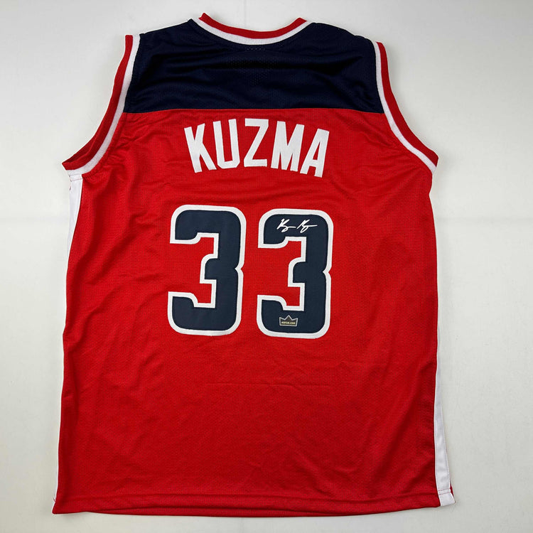 Facsimile Autographed Kyle Kuzma Washington Red Reprint Laser Auto Basketball Jersey Size Men's XL