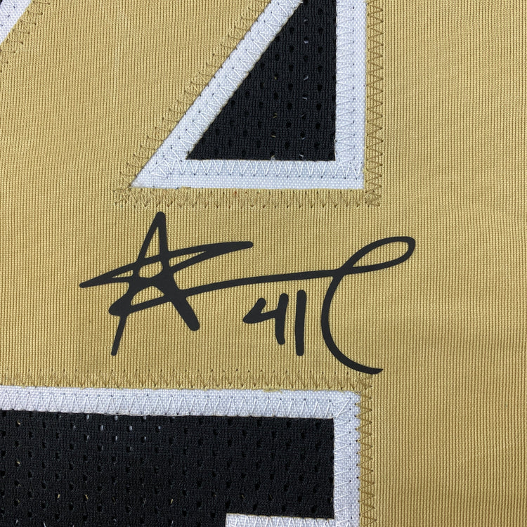 Facsimile Autographed Alvin Kamara New Orleans Black Reprint Laser Auto Football Jersey Size Men's XL