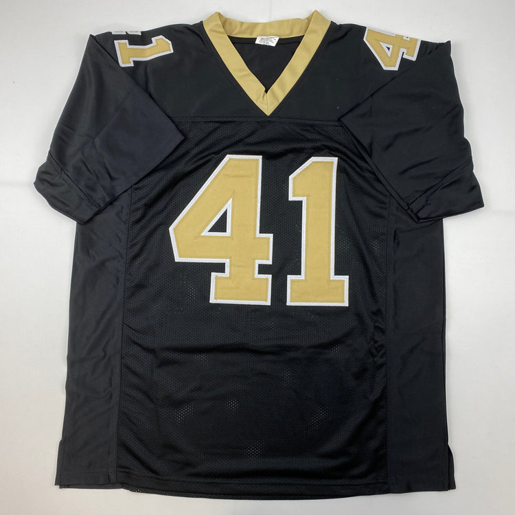 Facsimile Autographed Alvin Kamara New Orleans Black Reprint Laser Auto Football Jersey Size Men's XL
