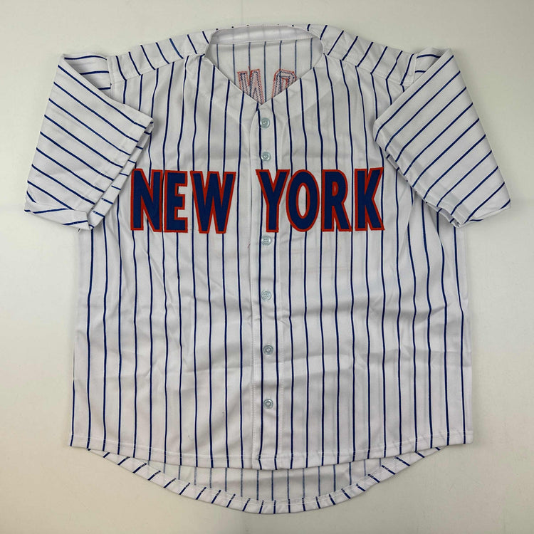 Facsimile Autographed Pete Alonso New York Pinstripe Reprint Laser Auto Baseball Jersey Size Men's XL