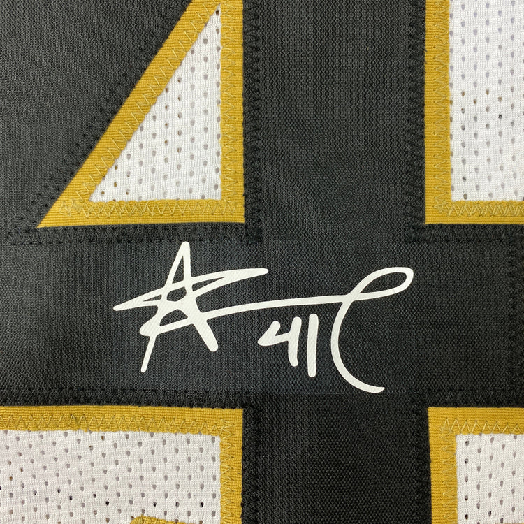 Facsimile Autographed Alvin Kamara New Orleans White Reprint Laser Auto Football Jersey Size Men's XL