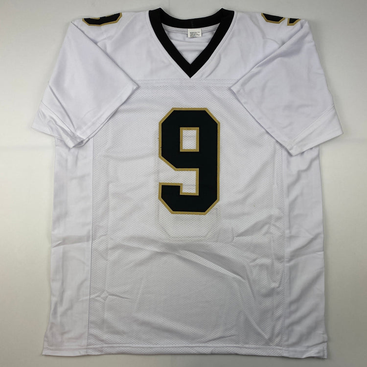 Facsimile Autographed Drew Brees New Orleans White Reprint Laser Auto Football Jersey Size Men's XL