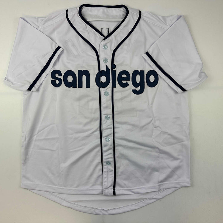 Facsimile Autographed Manny Machado San Diego White Reprint Laser Auto Baseball Jersey Size Men's XL