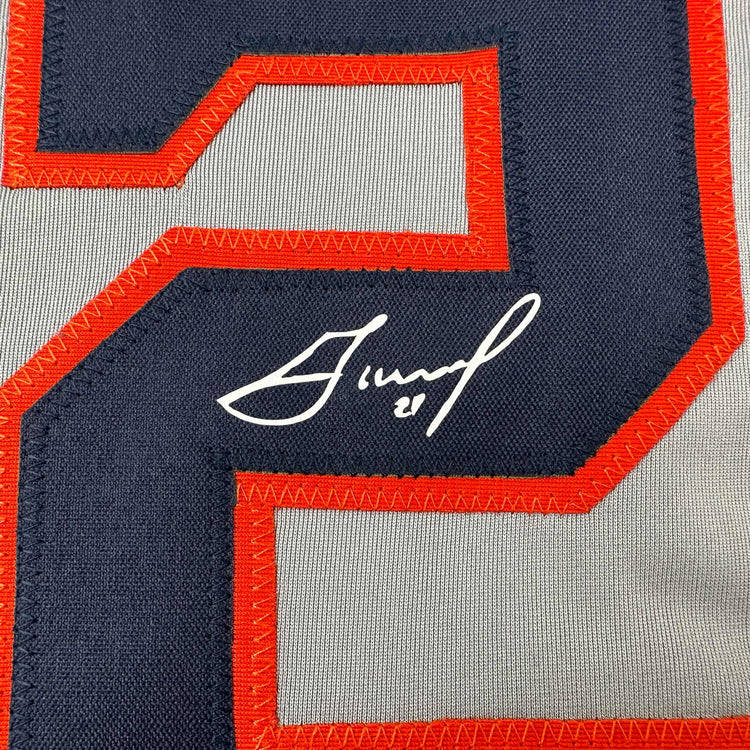 Facsimile Autographed Jose Altuve Houston Grey Reprint Laser Auto Baseball Jersey Size Men's XL