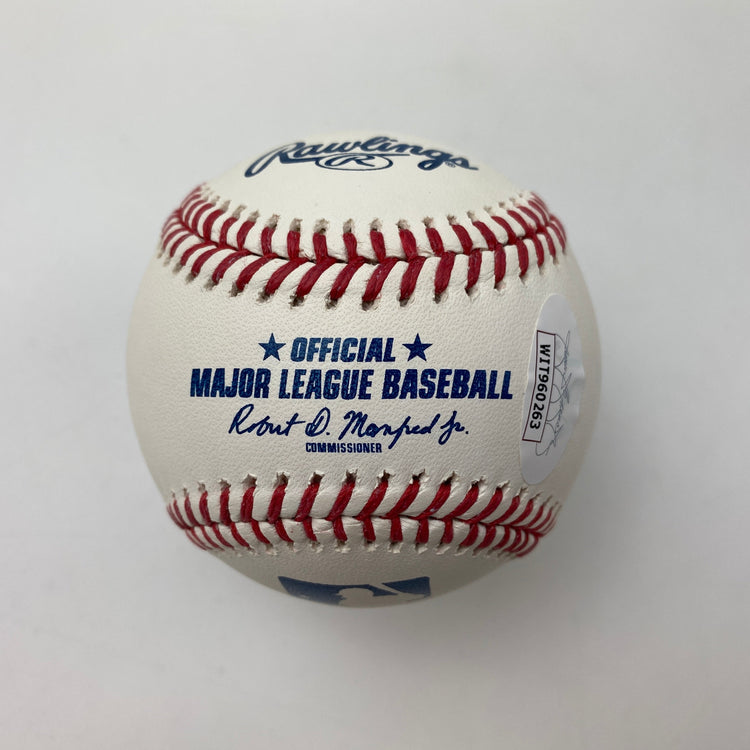 Autographed/Signed Jazz Chisholm Jr. Rawlings Official Major League Baseball ROML JSA COA