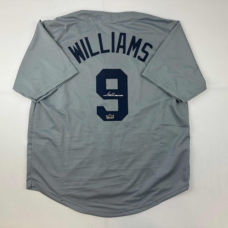 Facsimile Autographed Ted Williams Boston Grey Reprint Laser Auto Baseball Jersey Size Men's XL