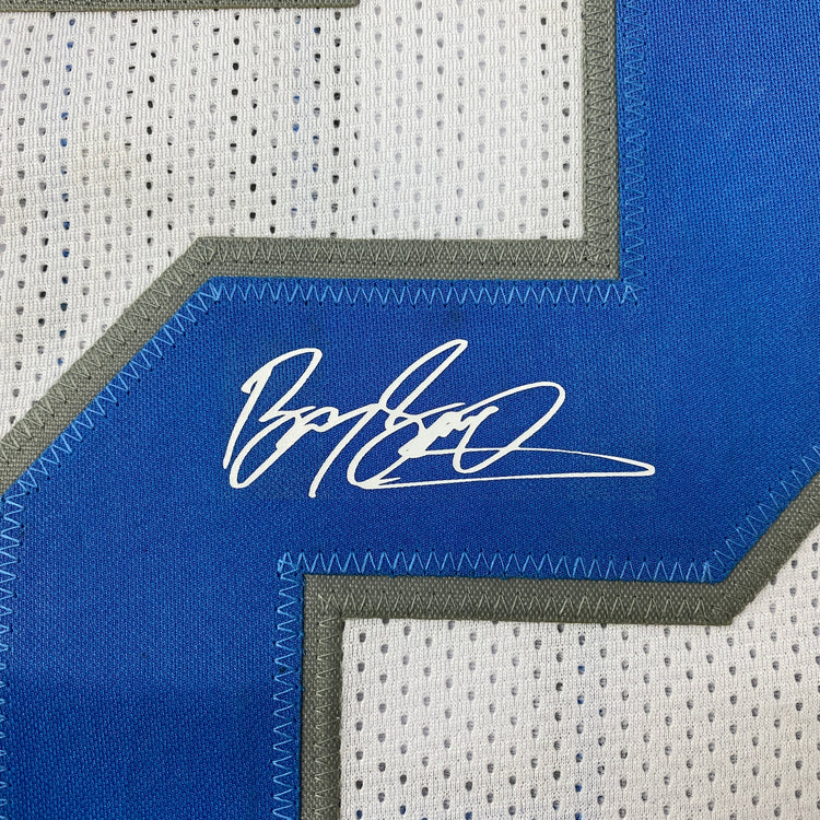 Facsimile Autographed Barry Sanders Detroit White Reprint Laser Auto Football Jersey Size Men's XL