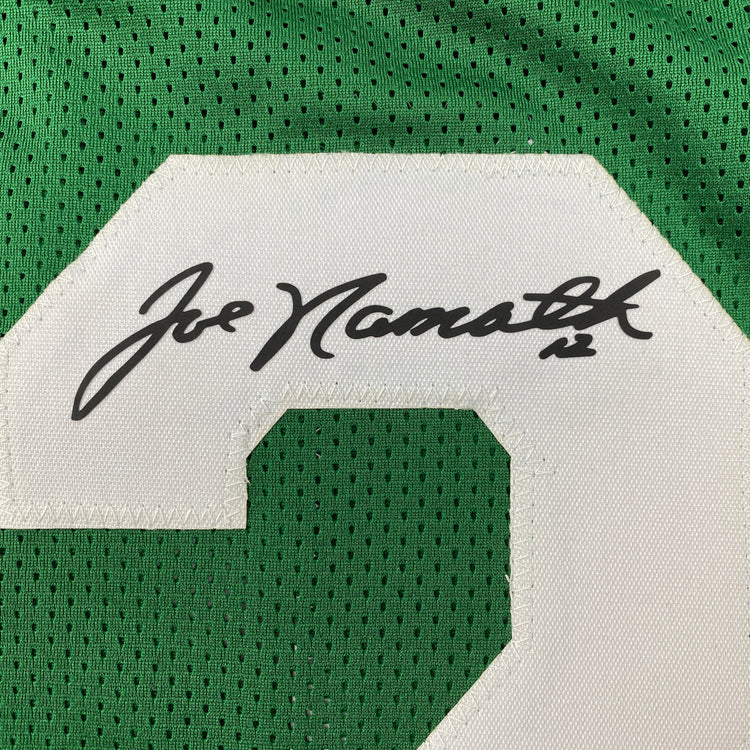 Facsimile Autographed Joe Namath New York Green Reprint Laser Auto Football Jersey Size Men's XL