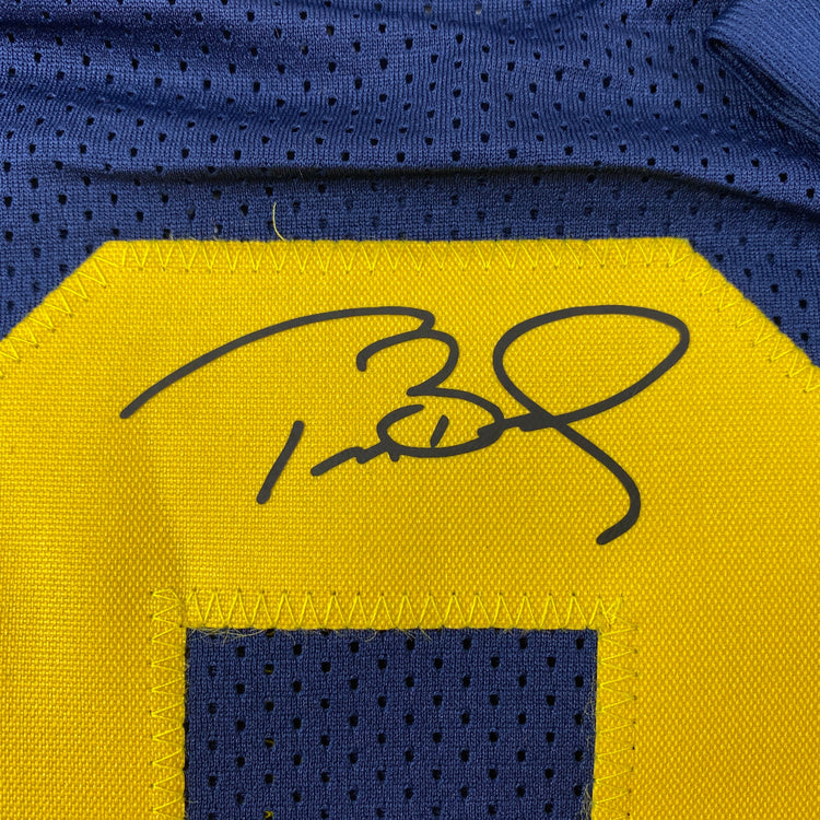Facsimile Autographed Tom Brady Michigan Blue Reprint Laser Auto College Football Jersey Size Men's XL