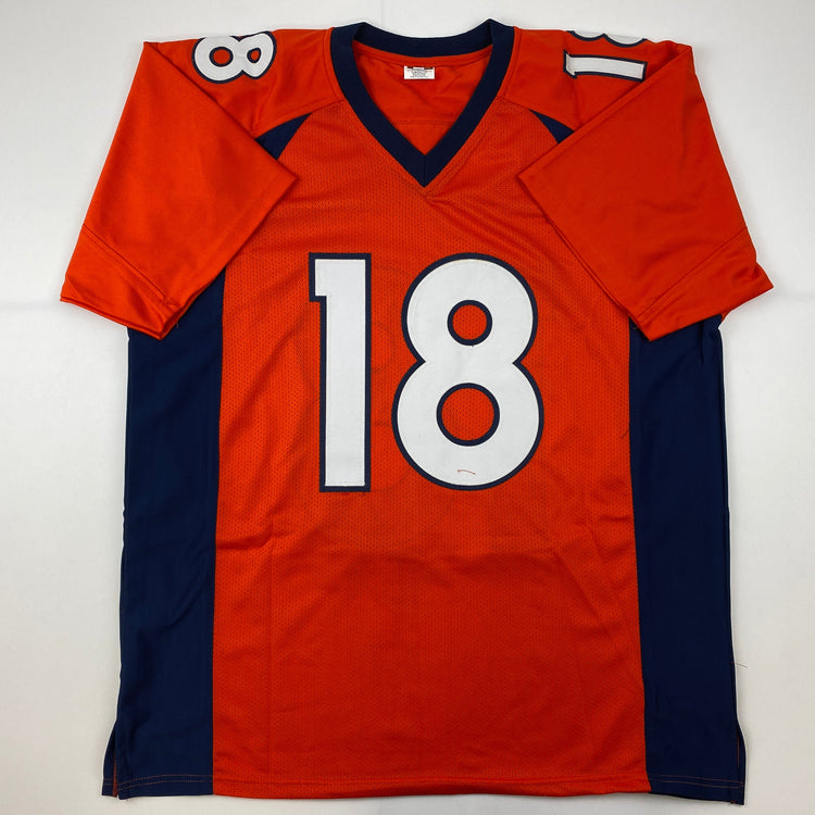 Facsimile Autographed Peyton Manning Denver Orange Reprint Laser Auto Football Jersey Size Men's XL