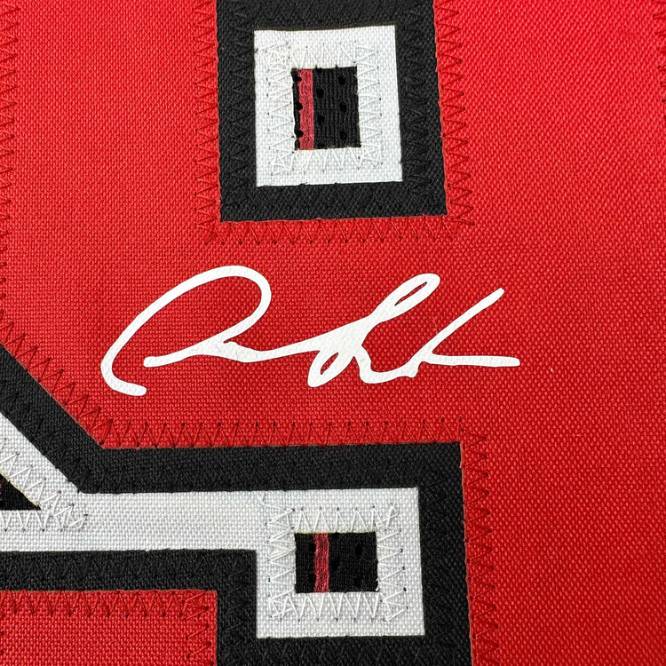 Facsimile Autographed Dennis Rodman Chicago Black Pinstripe Reprint Laser Auto Basketball Jersey Size Men's XL