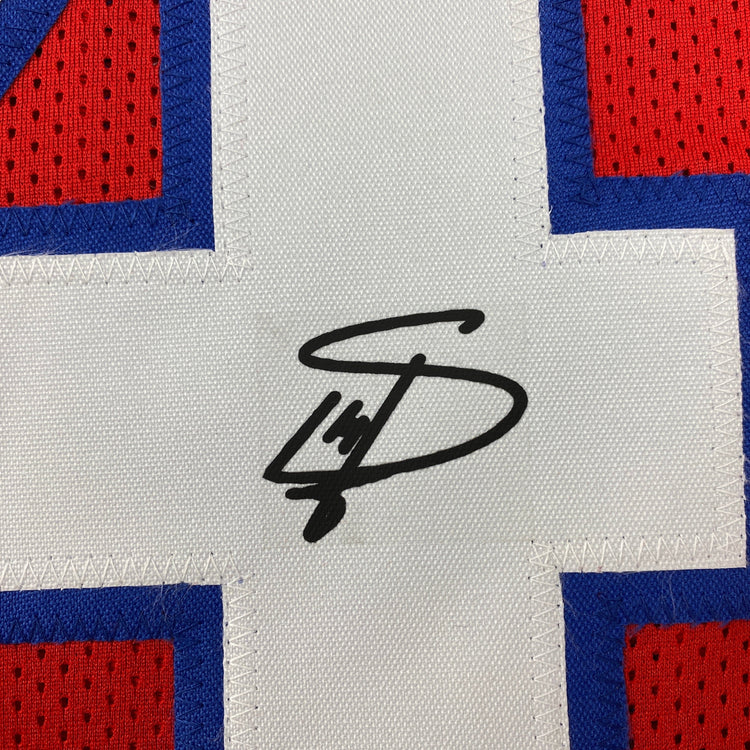 Facsimile Autographed Stefon Diggs Buffalo Red Reprint Laser Auto Football Jersey Size Men's XL