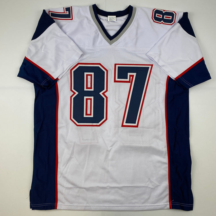 Facsimile Autographed Rob Gronk Gronkowski New England White Reprint Laser Auto Football Jersey Size Men's XL
