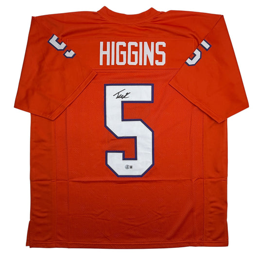 Autographed/Signed Tee Higgins Clemson Orange College Football Jersey Beckett BAS COA