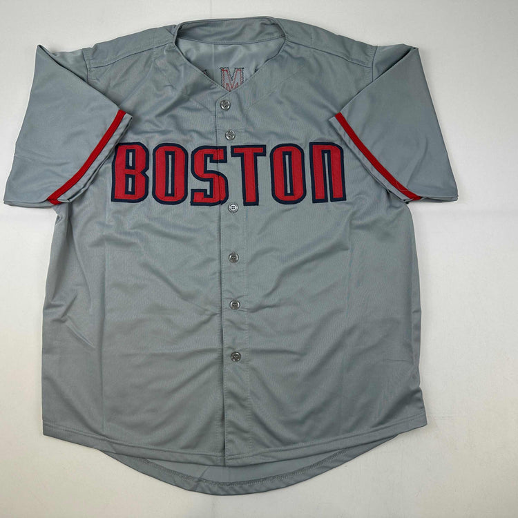 Facsimile Autographed Roger Clemens Boston Grey Reprint Laser Auto Baseball Jersey Size Men's XL