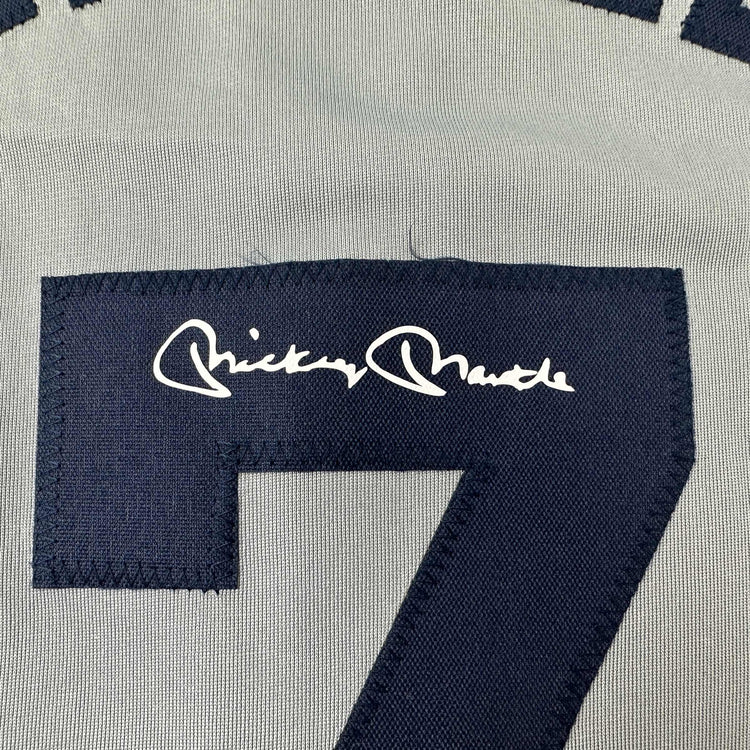 Facsimile Autographed Mickey Mantle New York Grey Reprint Laser Auto Baseball Jersey Size Men's XL