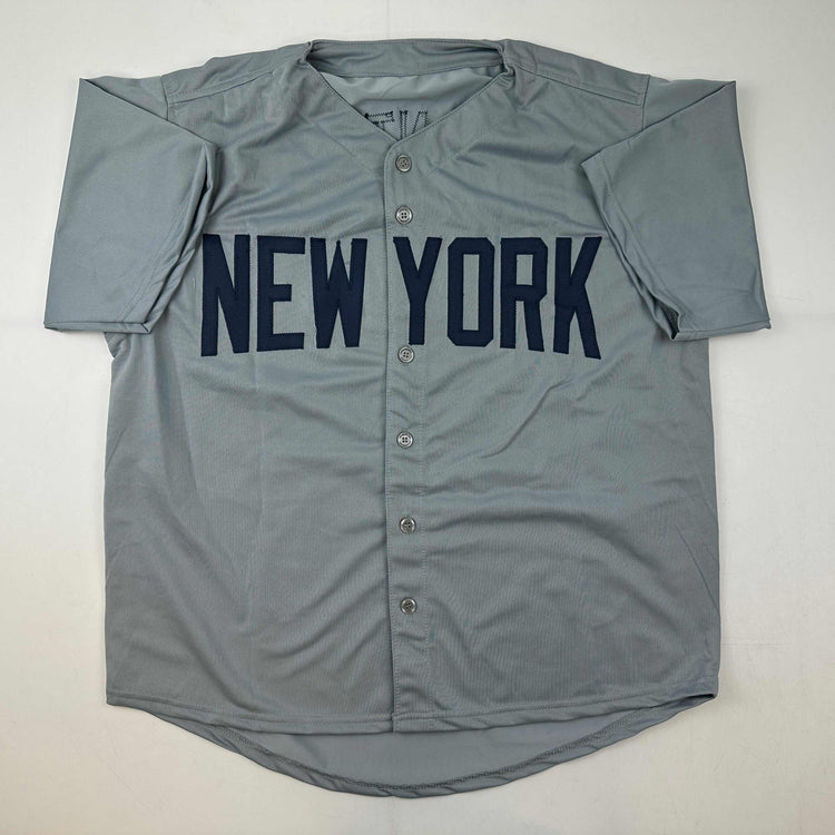 Facsimile Autographed Mickey Mantle New York Grey Reprint Laser Auto Baseball Jersey Size Men's XL