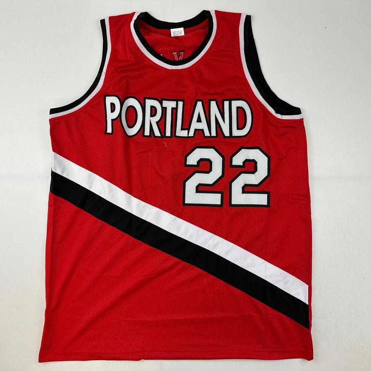 Facsimile Autographed Clyde Drexler Portland Red Reprint Laser Auto Basketball Jersey Size Men's XL