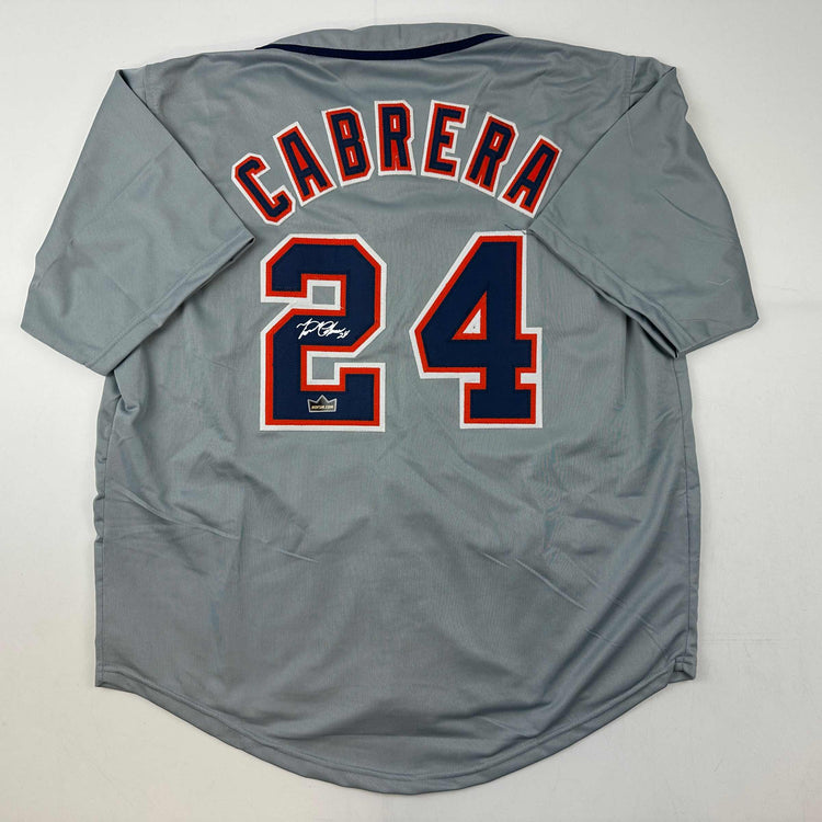Facsimile Autographed Miguel Cabrera Detroit Grey Reprint Laser Auto Baseball Jersey Size Men's XL
