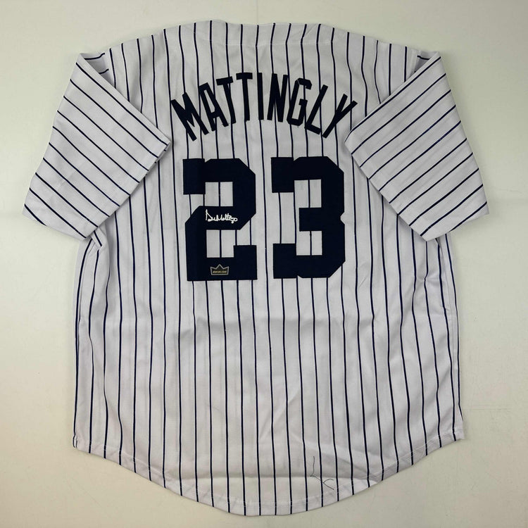 Facsimile Autographed Don Mattingly New York Pinstripe Reprint Laser Auto Baseball Jersey Size Men's XL