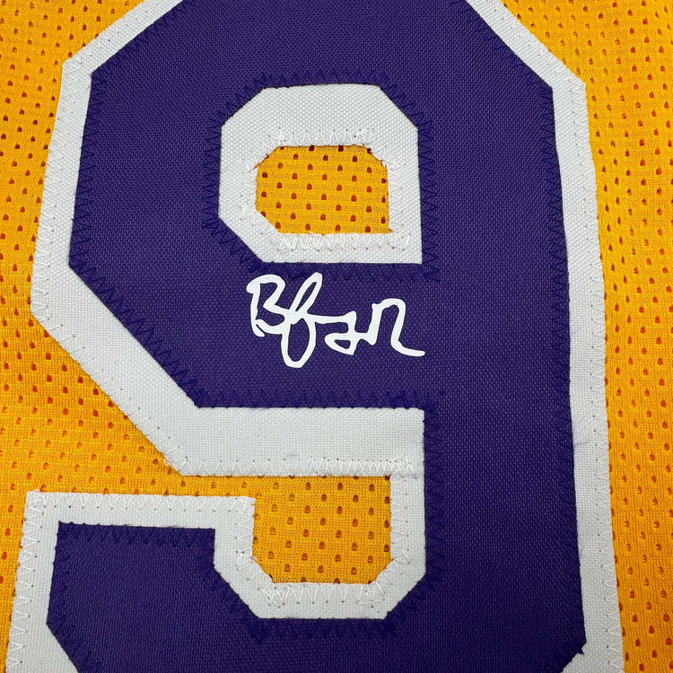 Facsimile Autographed Bronny James Jr. Los Angeles LA Yellow Reprint Laser Auto Basketball Jersey Size Men's XL