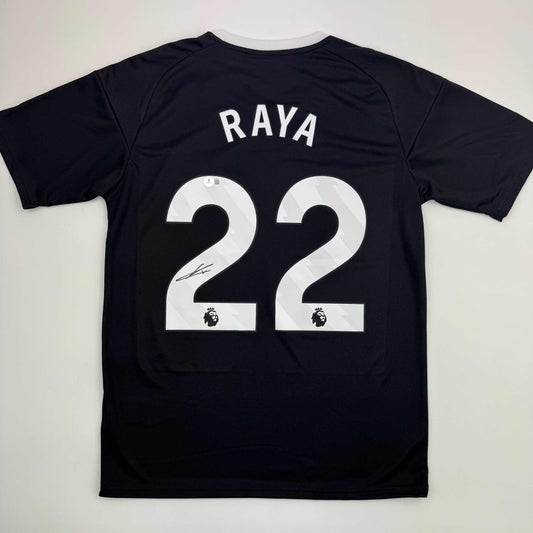 Autographed/Signed David Raya Arsenal Black Soccer Jersey Beckett BAS COA