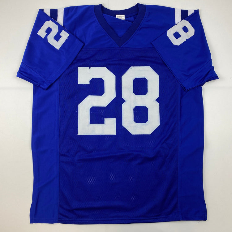 Facsimile Autographed Jonathan Taylor Indianapolis Blue Reprint Laser Auto Football Jersey Size Men's XL