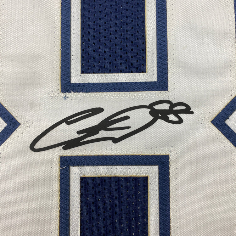 Facsimile Autographed CeeDee Lamb Dallas Blue Reprint Laser Auto Football Jersey Size Men's XL
