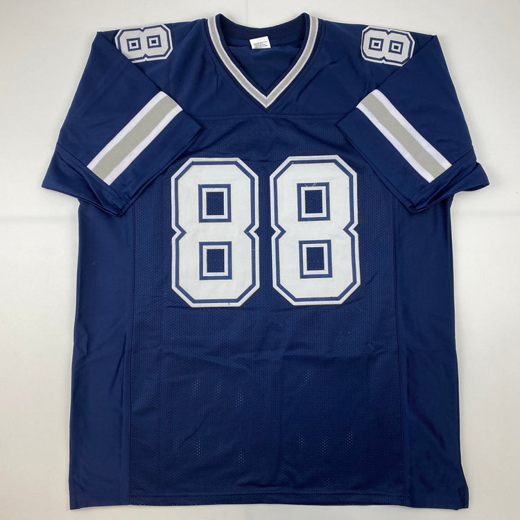 Facsimile Autographed CeeDee Lamb Dallas Blue Reprint Laser Auto Football Jersey Size Men's XL