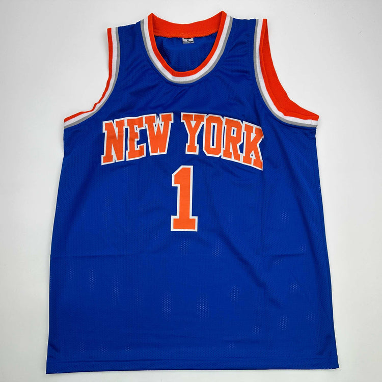 Facsimile Autographed Mikal Bridges New York Blue Reprint Laser Auto Basketball Jersey Size Men's XL