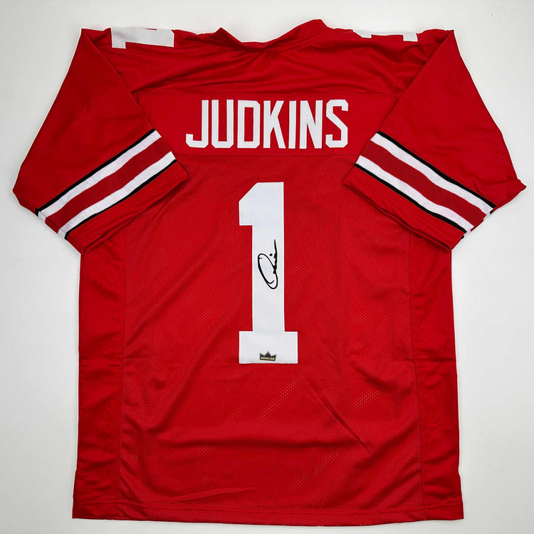 Facsimile Autographed Quinshon Judkins Ohio State Red Reprint Laser Auto College Football Jersey Size Men's XL