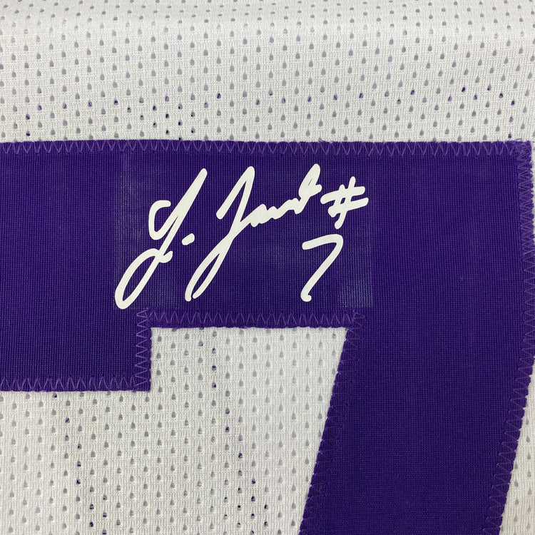 Facsimile Autographed Leonard Fournette LSU White Reprint Laser Auto College Football Jersey Size Men's XL