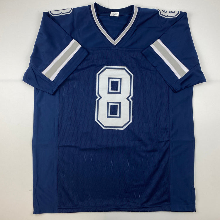 Facsimile Autographed Troy Aikman Dallas Blue Reprint Laser Auto Football Jersey Size Men's XL