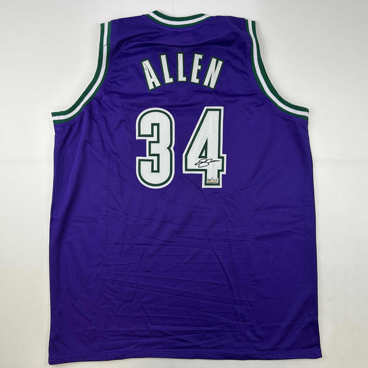 Facsimile Autographed Ray Allen Milwaukee Purple Reprint Laser Auto Basketball Jersey Size Men's XL