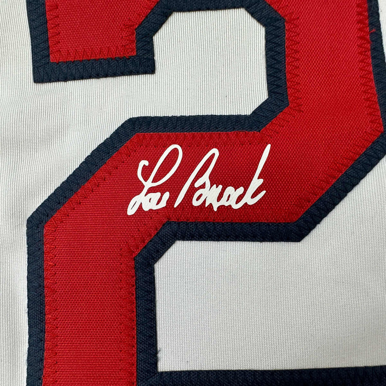 Facsimile Autographed Lou Brock St. Louis White Reprint Laser Auto Baseball Jersey Size Men's XL