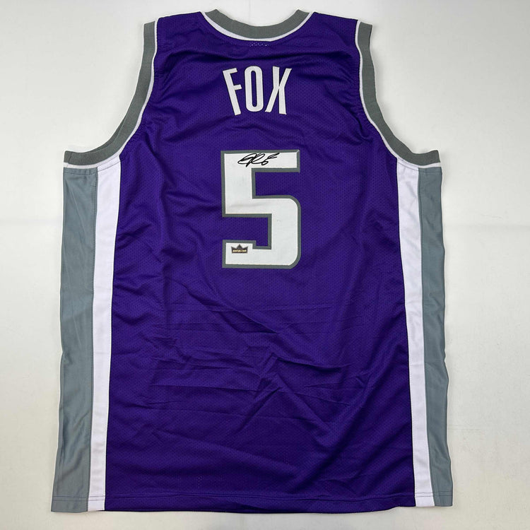 Facsimile Autographed De'Aaron Fox Sacramento Purple Reprint Laser Auto Basketball Jersey Size Men's XL