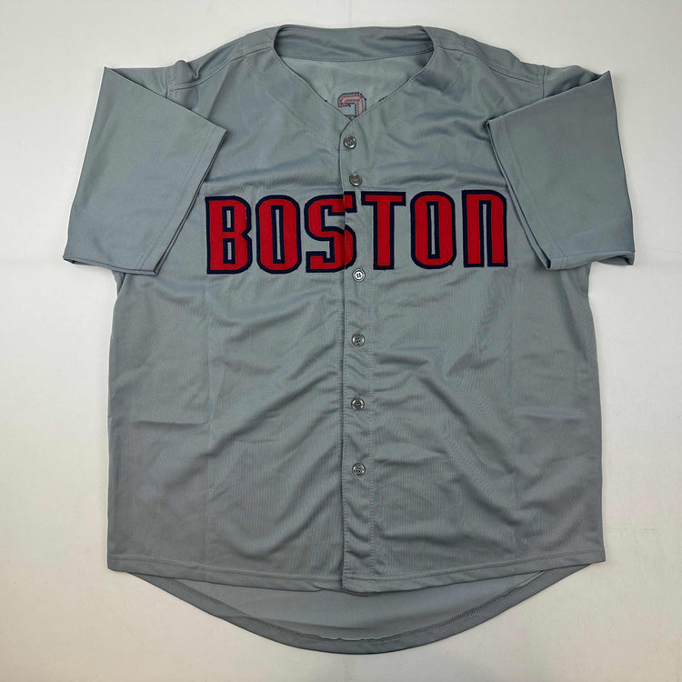 Facsimile Autographed Wade Boggs Boston Grey Reprint Laser Auto Baseball Jersey Size Men's XL