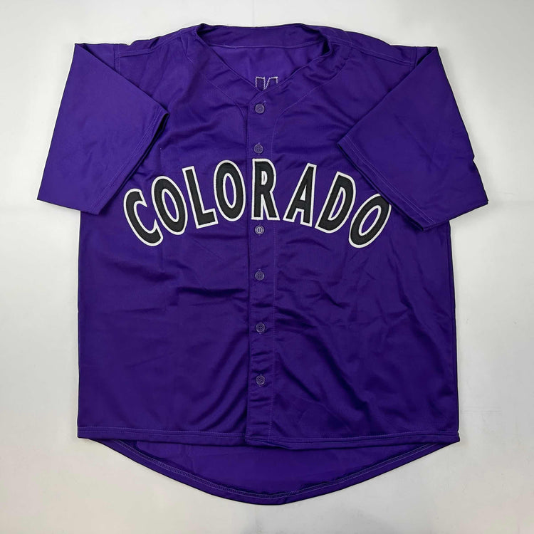 Facsimile Autographed Nolan Arenado Colorado Purple Reprint Laser Auto Baseball Jersey Size Men's XL