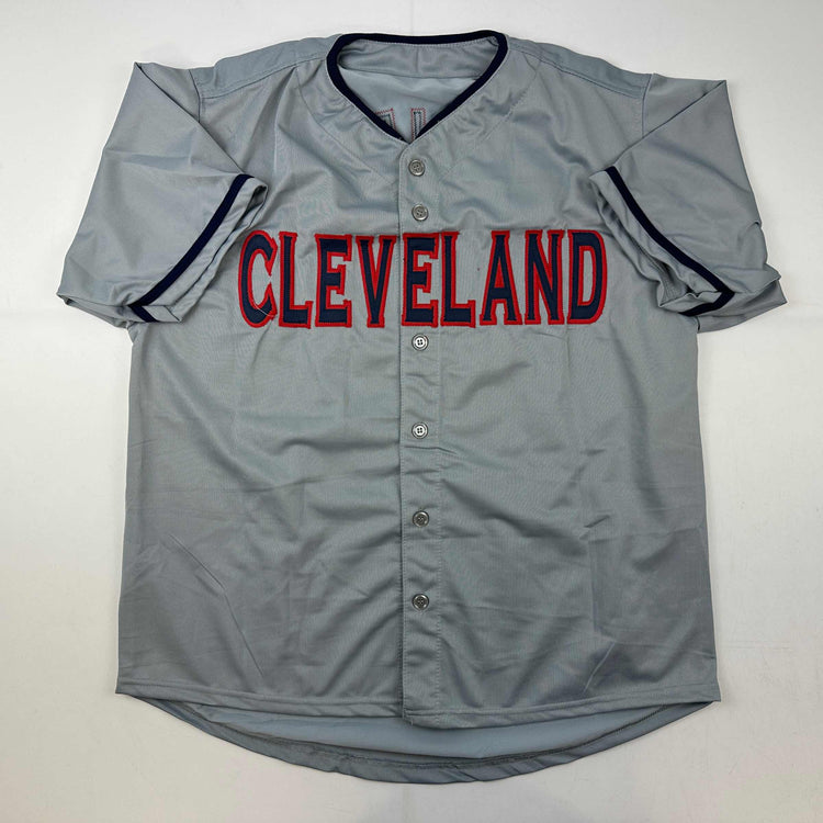 Facsimile Autographed Jose Ramirez Cleveland Grey Reprint Laser Auto Baseball Jersey Size Men's XL