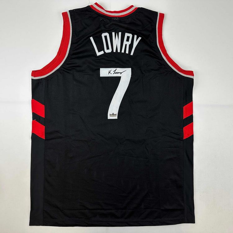 Facsimile Autographed Kyle Lowry Toronto Black Reprint Laser Auto Basketball Jersey Size Men's XL