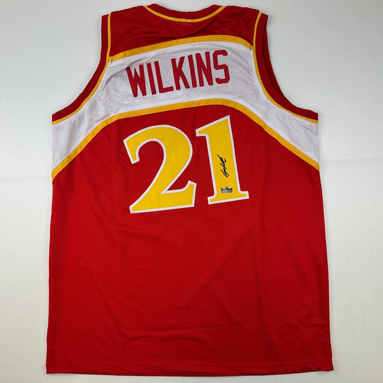 Facsimile Autographed Dominique Wilkins Atlanta Red Reprint Laser Auto Basketball Jersey Size Men's XL