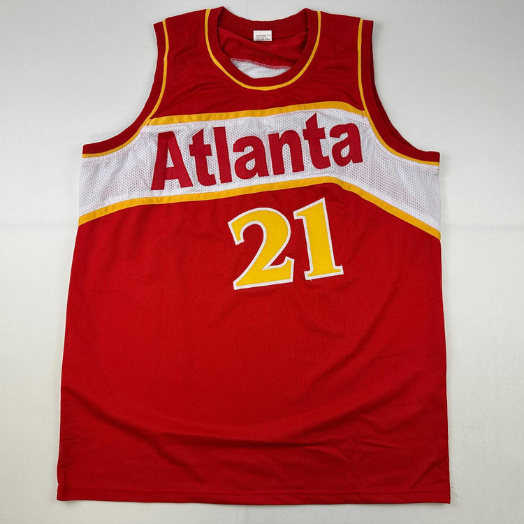 Facsimile Autographed Dominique Wilkins Atlanta Red Reprint Laser Auto Basketball Jersey Size Men's XL