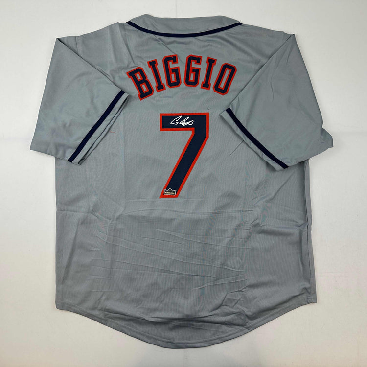 Facsimile Autographed Craig Biggio Houston Grey Reprint Laser Auto Baseball Jersey Size Men's XL