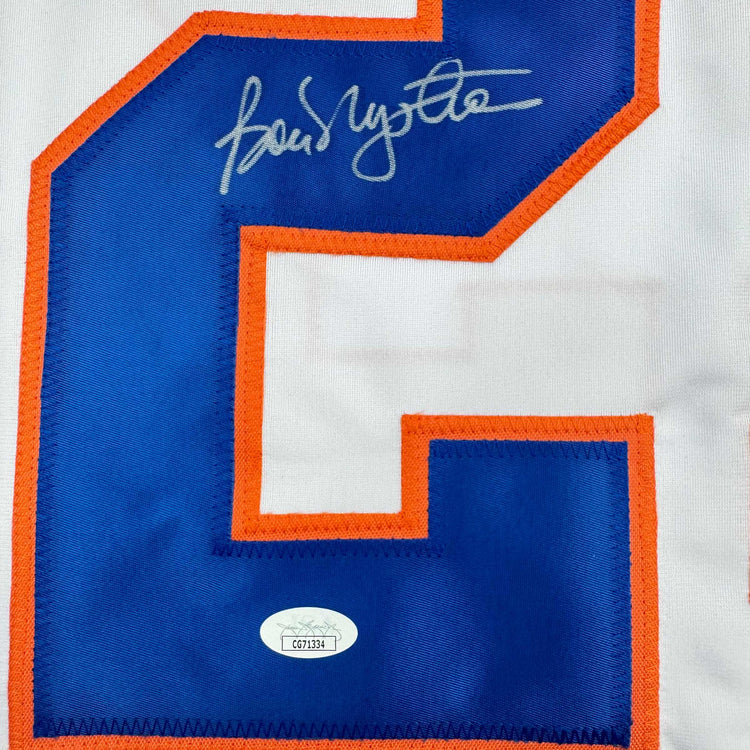 Autographed/Signed Bob Nystrom New York White Hockey Jersey JSA COA