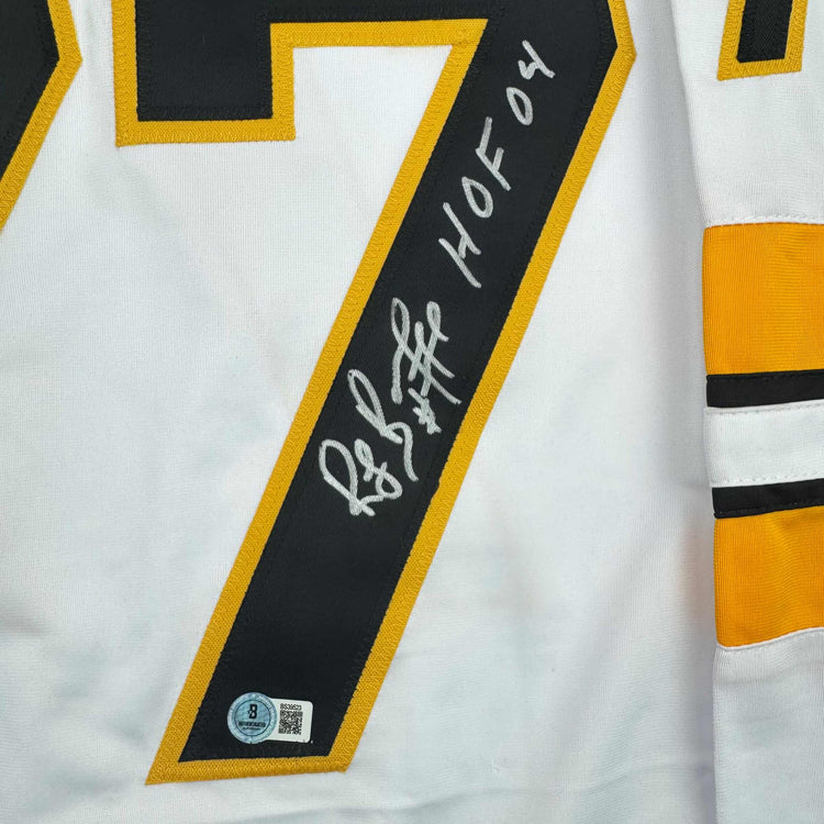 Autographed/Signed Ray Bourque Boston White Hockey Jersey JSA COA