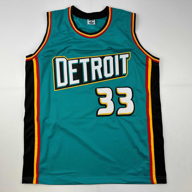 Facsimile Autographed Grant Hill Detroit Teal Reprint Laser Auto Basketball Jersey Size Men's XL
