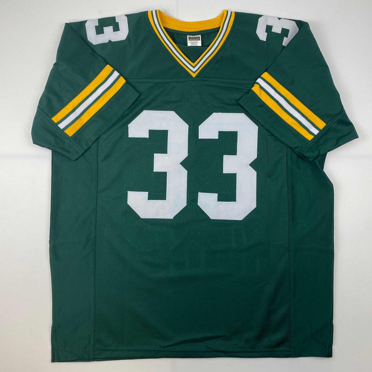 Facsimile Autographed Aaron Jones Green Bay Green Reprint Laser Auto Football Jersey Size Men's XL